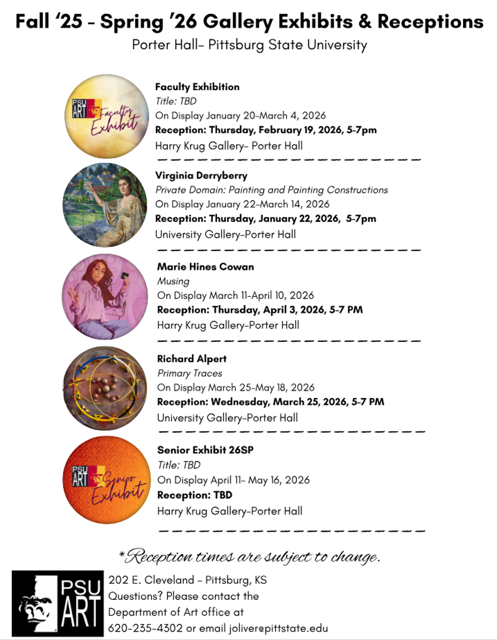 Spring 2026 Art Exhibits